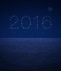 2016 from beautiful bright stars on fantasy sky, New year concep