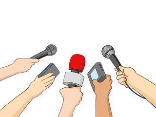 Cartoon Illustration of Journalists