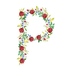 Naklejka premium Watercolor Floral Monogram Letter