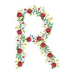 Watercolor Floral Monogram Letter