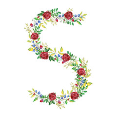 Watercolor Floral Monogram Letter