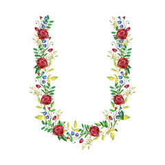 Watercolor Floral Monogram Letter