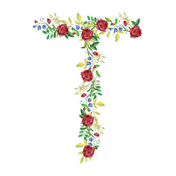 Watercolor Floral Monogram Letter