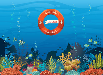 Underwater coral reef and sea - summer holiday. - 97481022
