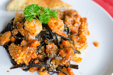 black spaghetti with sea food