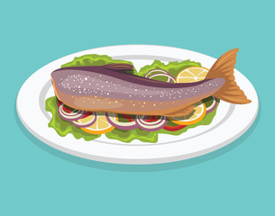 Fish dish. Vector illustration