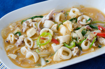 Stir Fried squid with salted egg yolk