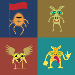 Abstract monsters set. Vector illustration 