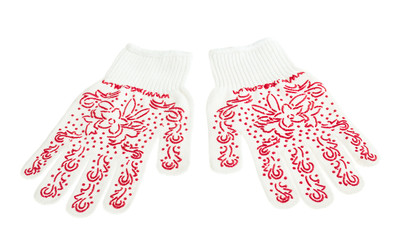 Red protective gloves.