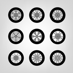 Obraz na płótnie Canvas Car Wheel icons