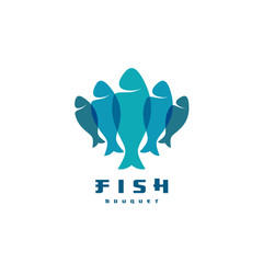 Fish logo. Several vertical shapes with overlay. Food industry s