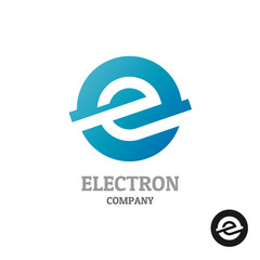 Obraz premium Letter E logo.Industrial tech style in a blue round sphere conce