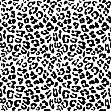 Leopard skin repeated seamless pattern texture. Black and white