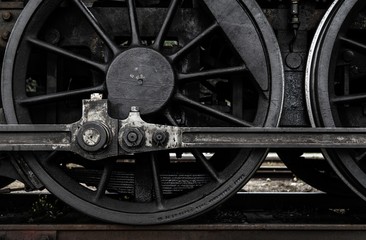 Wheels of old locomotive