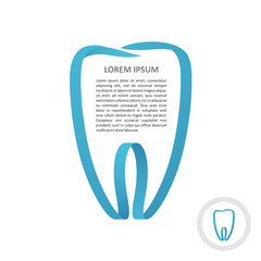 Tooth logo blue ribbon frame style. Border stripe molar shape de