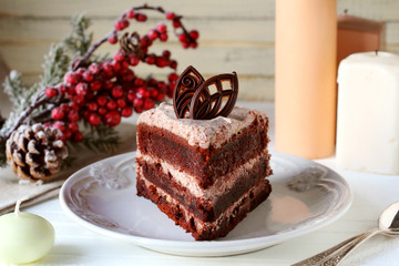 Fototapeta na wymiar piece of chocolate cake