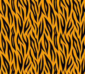 Tiger skin seamless repeated vector texture. Orange and black co