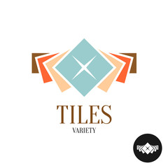 Tiles variety logo. Row of the color square tiles for interior a