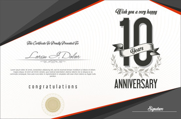 Anniversary retro vintage background 10 years