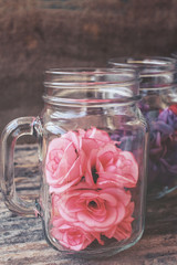 Vintage roses on the jar