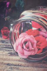 Vintage roses on the jar