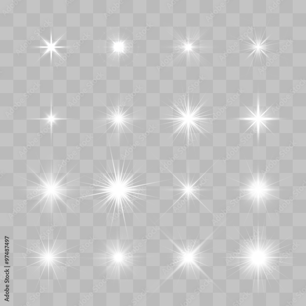 Poster set of vector glowing sparkling stars