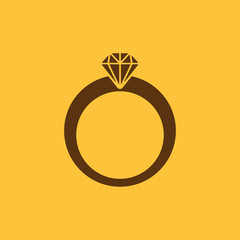 The ring icon. Diamond and jewelry, wedding symbol. Flat