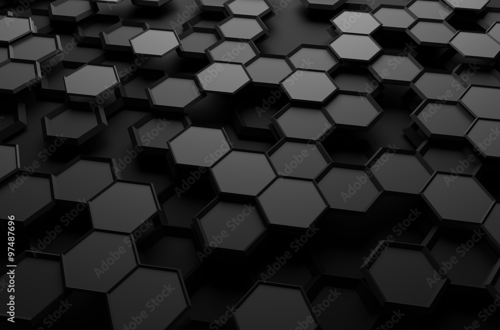 Poster abstract 3d rendering of surface with hexagons.
