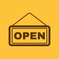 The open sign icon. Input and entrance symbol. Flat