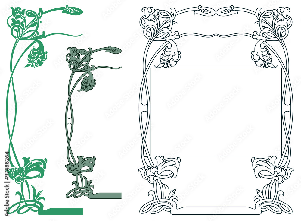 Wall mural vector abstract framework from the bound flowers and plants