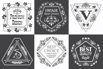 Monogram logo template with flourishes calligraphic elegant orna