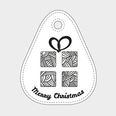 Gift box with abstract doodle pattern. Christmas background. 