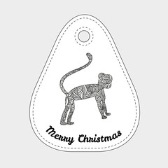 Happy chinese new year of the monkey. Abstract doodle pattern. Christmas collection