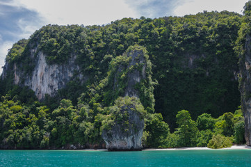Fototapeta na wymiar The Trees covered Cliffs. Koh Hong Island at Phang Nga Bay near Krabi and Phuket. Thailand.