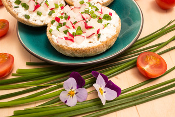 buns with cottage cheese and fresh radish