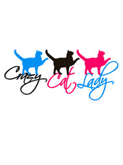 crazy cat lady 3 cats text logo design crazy funny saying female oma