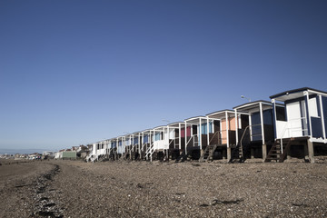 Fototapeta na wymiar Beach Huts at Thorpe Bay, Essex, England