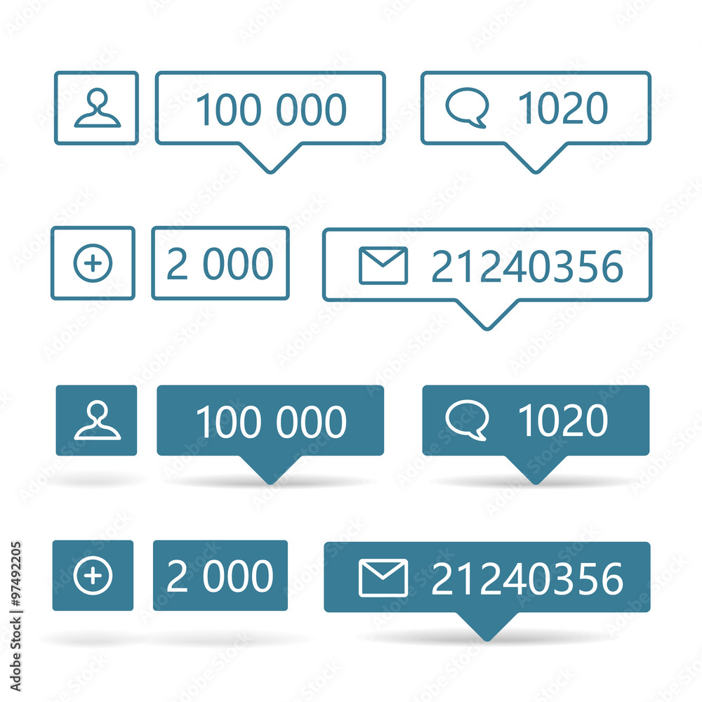 Fototapete Different web informers. Frames with icons and digits