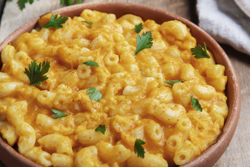 Pasta with pumpkin and cheese creamy