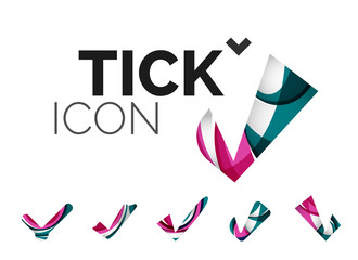 Set of abstract OK and tick icons, business logotype concepts, clean modern geometric design