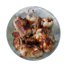 Fried quail on the plate