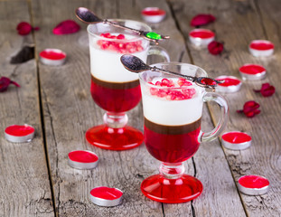 multi-colored jelly with pomegranate