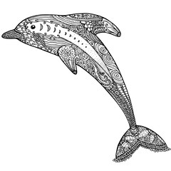 Fototapeta premium Zentangle stylized dolphin. adult anti stress Coloring Page