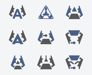 Set of Logo or Icon design for business branding looks like insect beetle or ant hi-tech in Vector