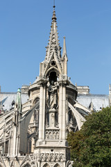 The spire and east side of Cathedral Notre Dame de Paris