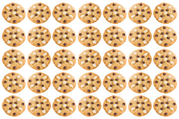 Macadamia and Chocolate Chip Cookies isolated on white backgroun