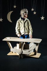 Toy airplane at night