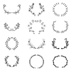Wreaths vector set,free hand drawing wreaths