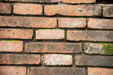 The old red brick wall texture and background