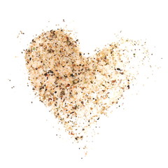 heart sand isolated on white background